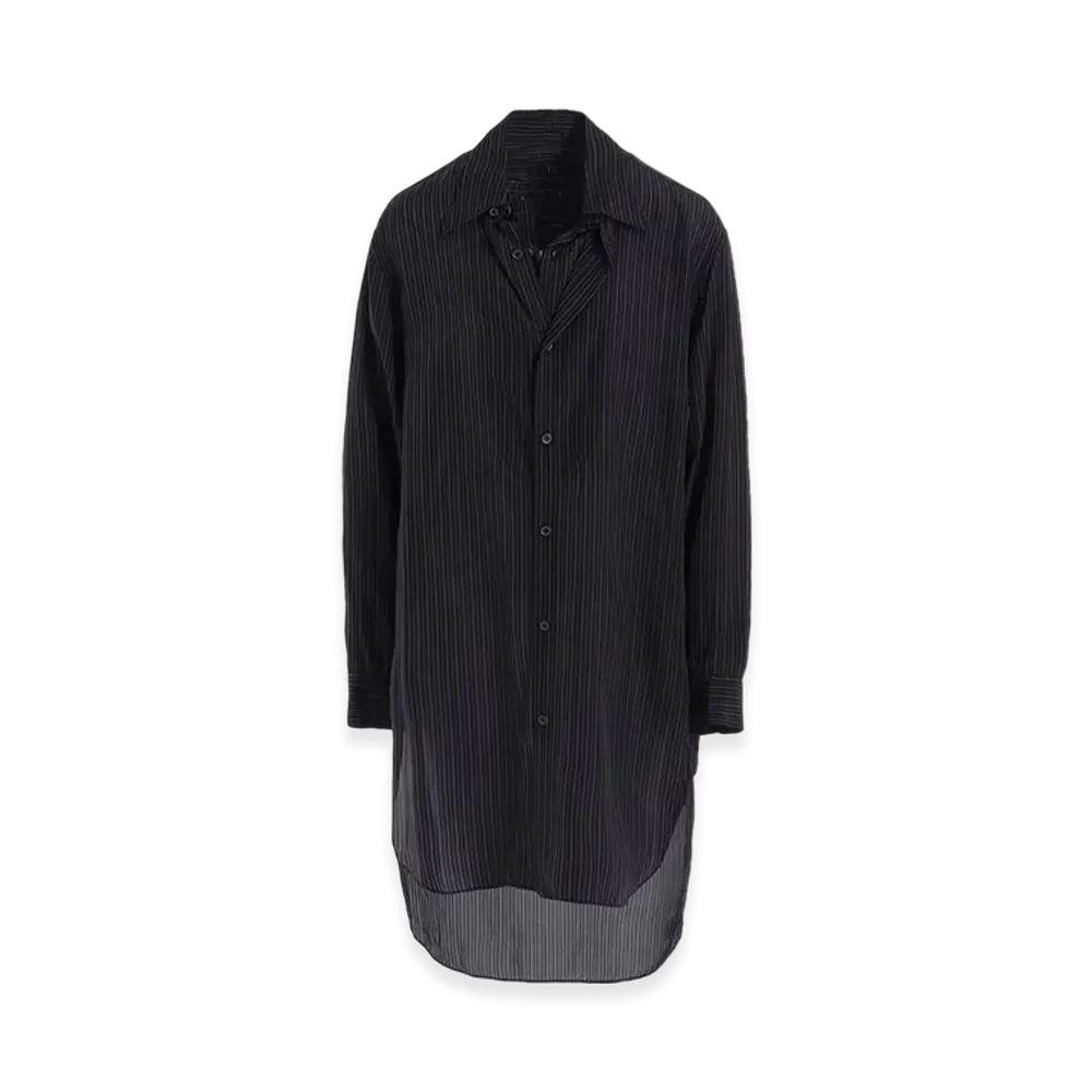 Y's Cupro Stripe Double Front Shirt "Black"