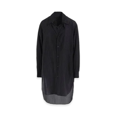 Y's Cupro Stripe Double Front Shirt "Black"