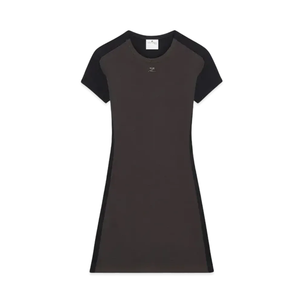 Courreges Contrast Frame Mini Dress "Mud Brown/Black"
