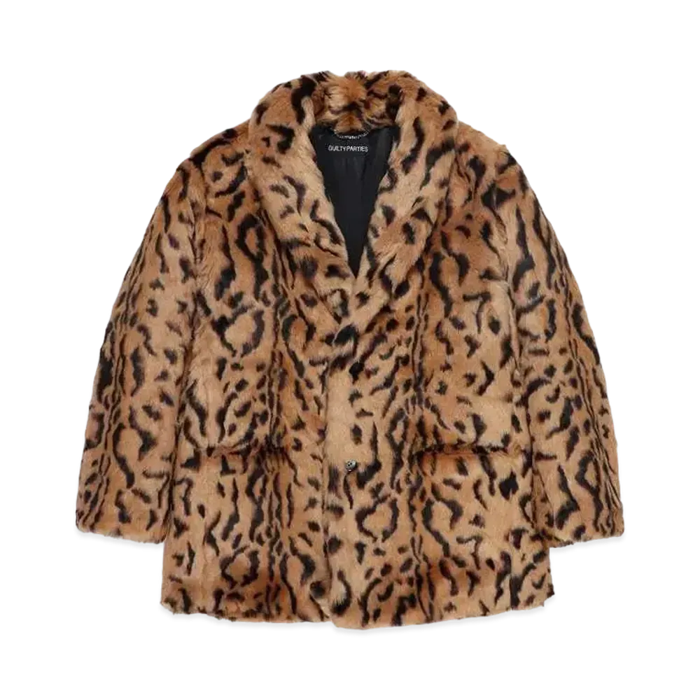 WACKO MARIA LEOPARD FUR COAT "Beige"