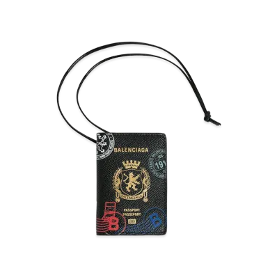 BALENCIAGA Passport Card Holder Charm "Black/Multicolor"