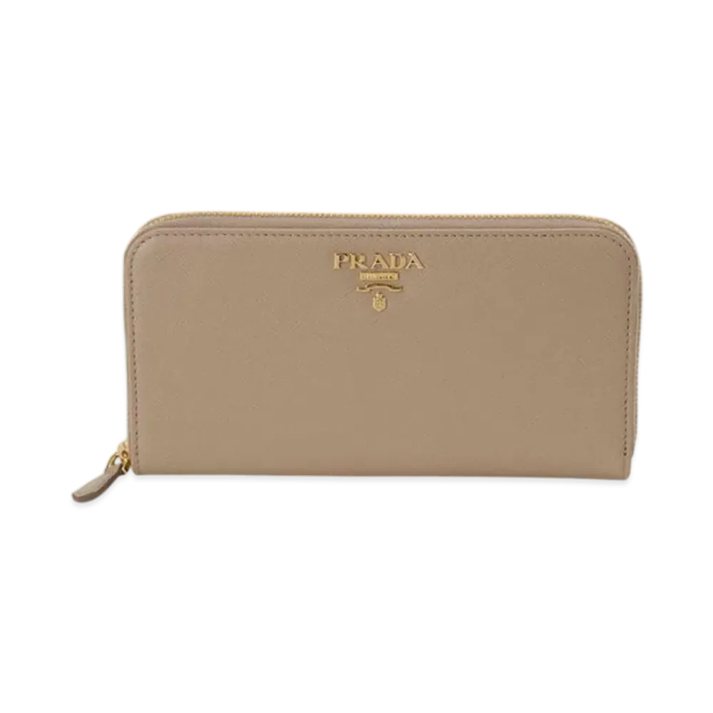 PRADA Womens Pink Saffiano Zip-Around Long Wallet "Beige"