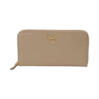 PRADA Womens Pink Saffiano Zip-Around Long Wallet "Beige"