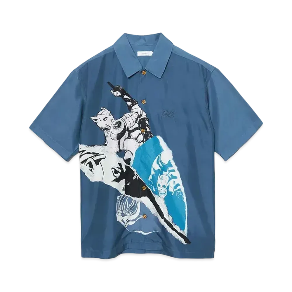 graniph x JOJO'S BIZARRE ADVENTURE Kira Yoshikage Big Silhouette Short Sleeve Shirt "Blue"