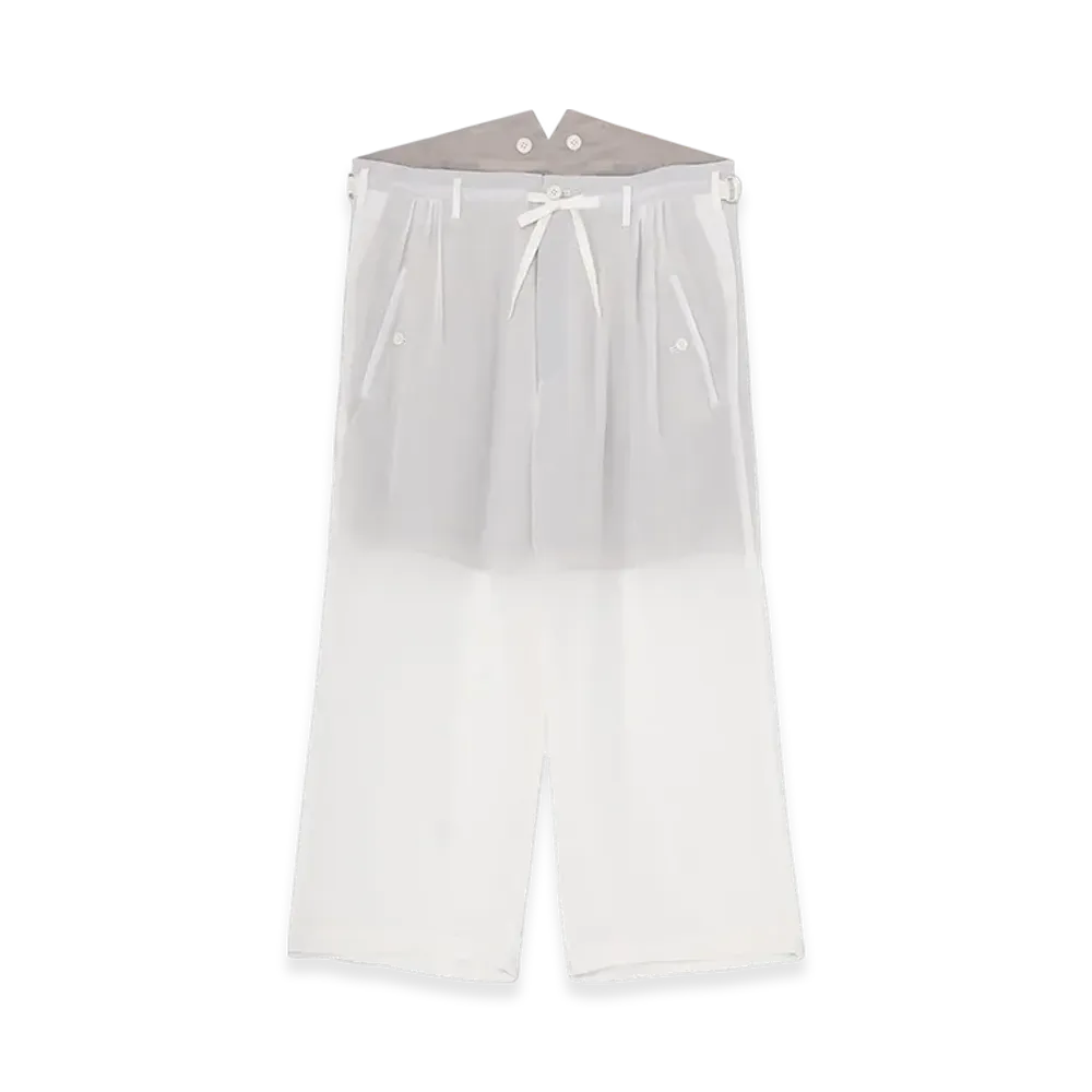 Yohji Yamamoto POUR HOMME 12M Silk Desin Suspender Slim Pants "White"