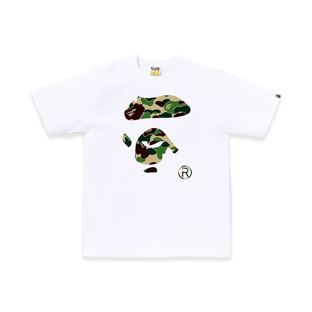 A BATHING APE ABC Camo Ape Face Tee "White/Green"