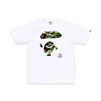 A BATHING APE ABC Camo Ape Face Tee "White/Green"