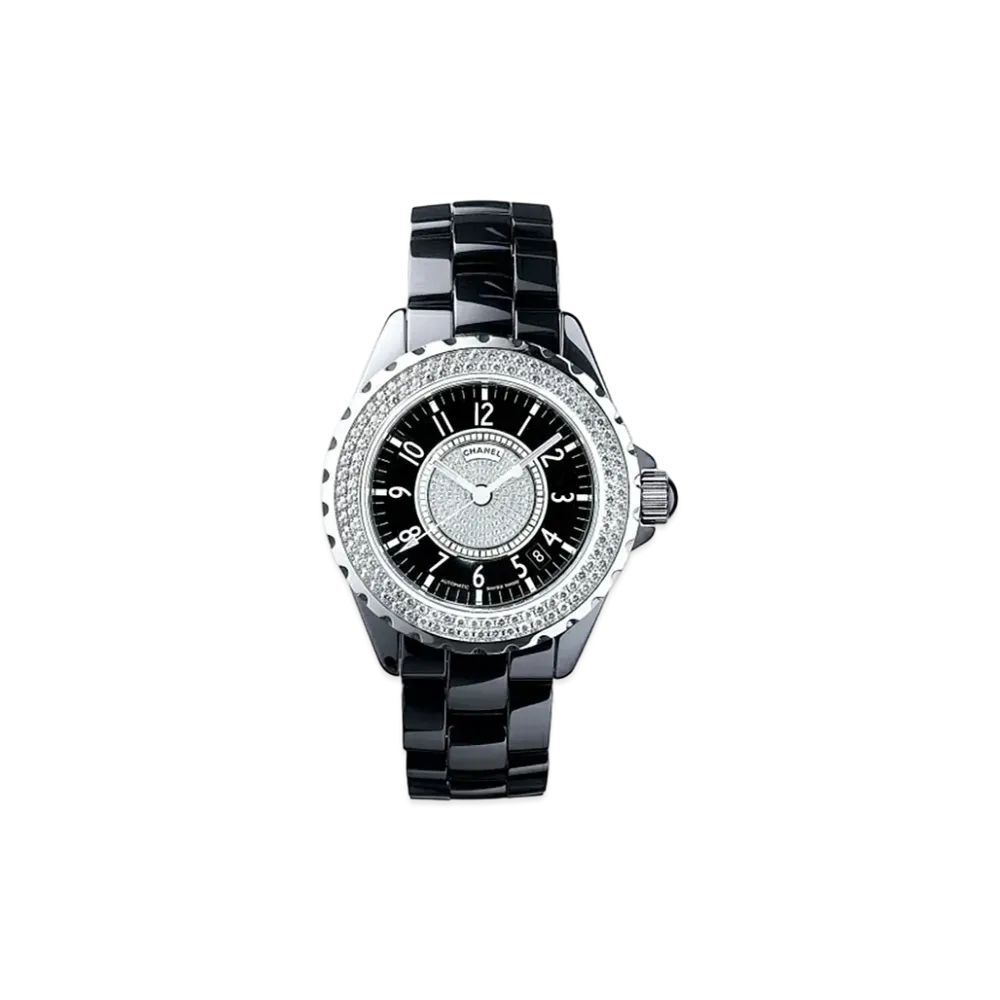 CHANEL J12 Ceramic 38mm Automatic Diamond Bezel Center Diamond "Black"