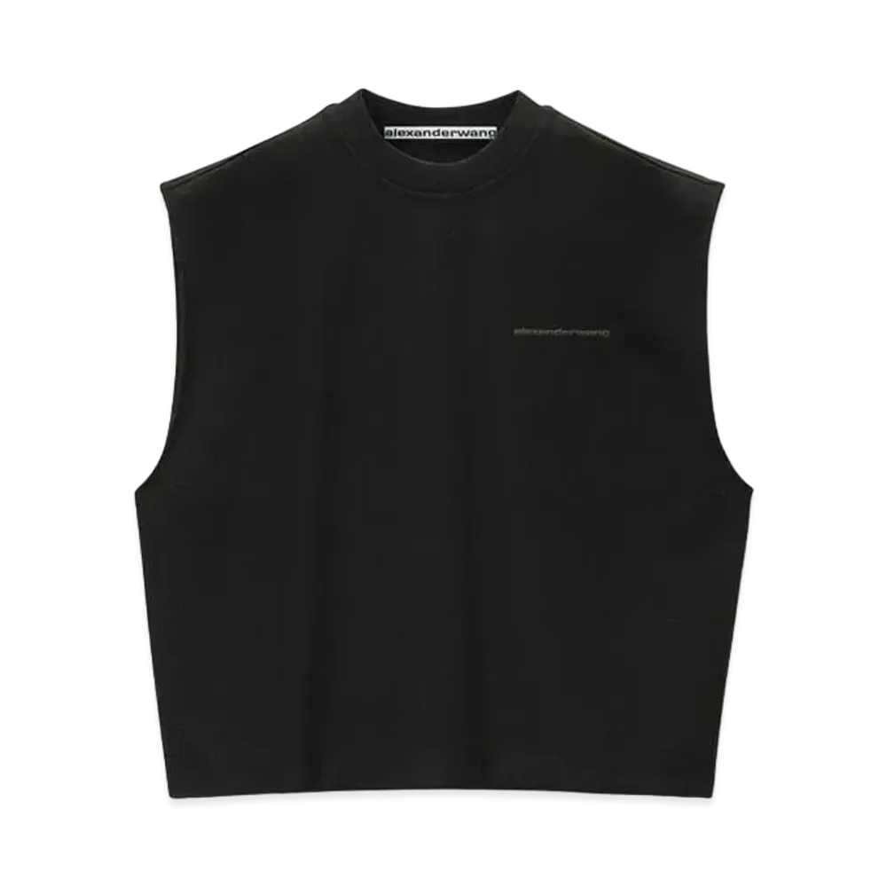 Alexander Wang Cotton Logo Muscle Tank Top "Black"