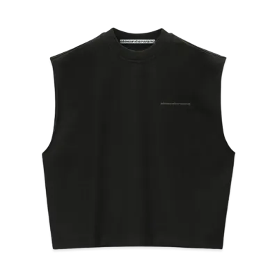 Alexander Wang Cotton Logo Muscle Tank Top "Black"
