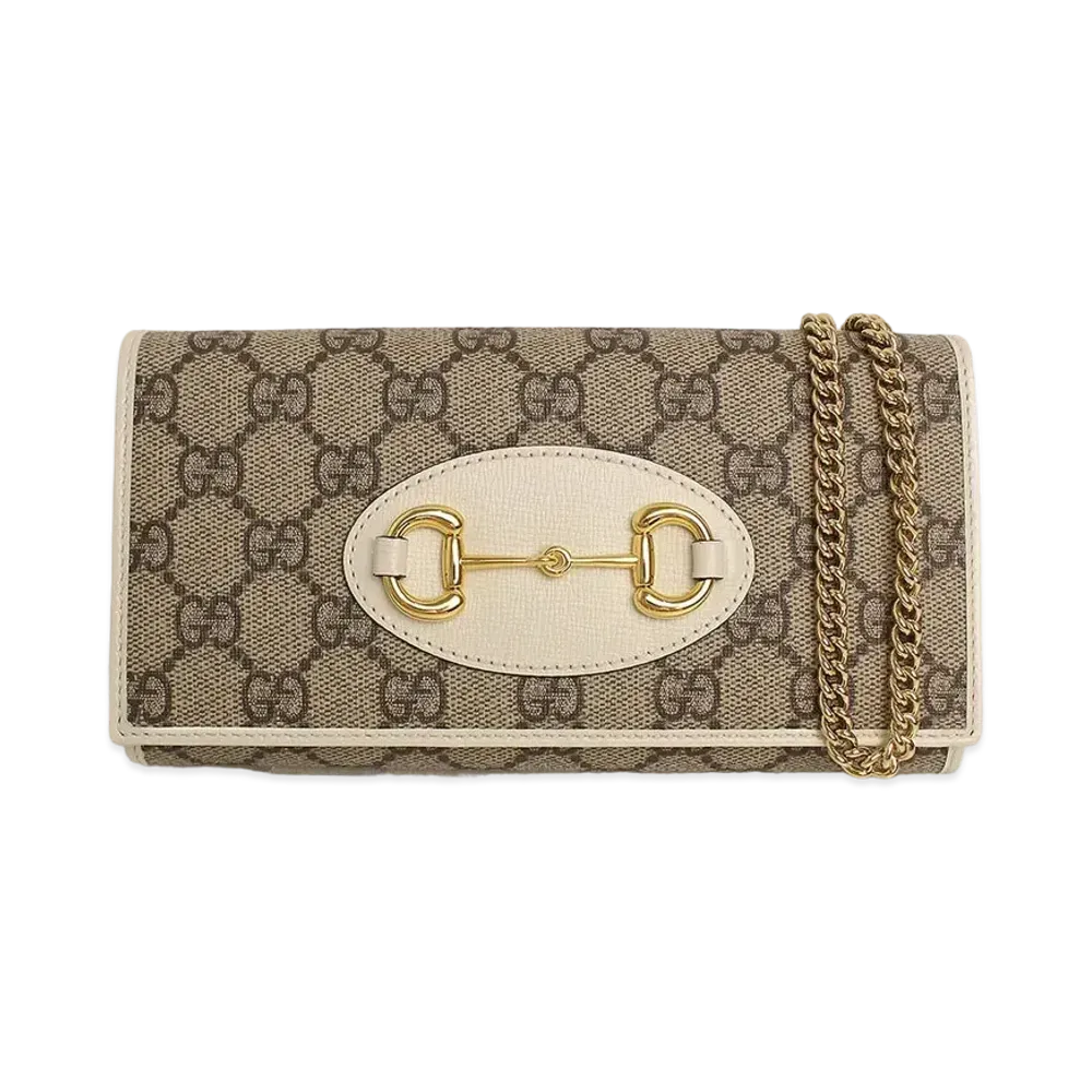 GUCCI Horsebit 1955 Chain Wallet "Beige"