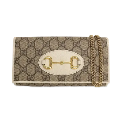 GUCCI Horsebit 1955 Chain Wallet "Beige"