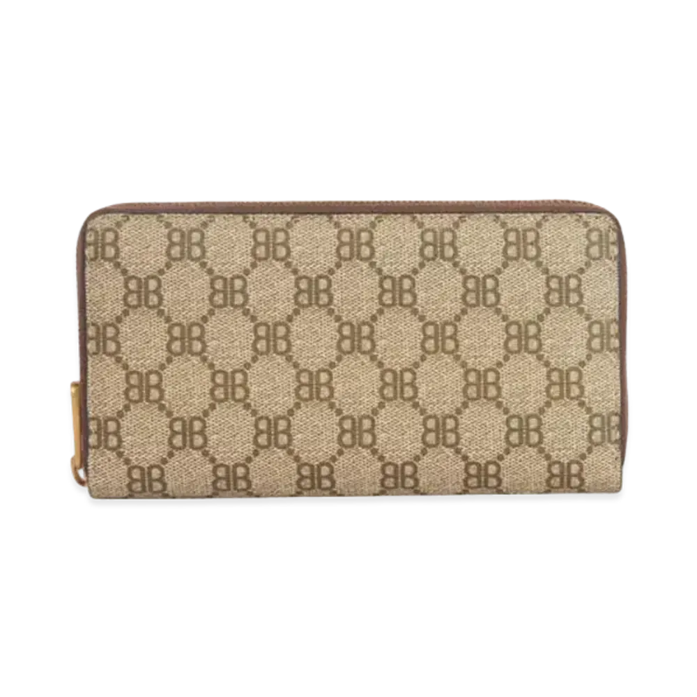 GUCCI x BALENCIAGA The Hacker Continental Zip Wallet Coating Canvas "Beige"