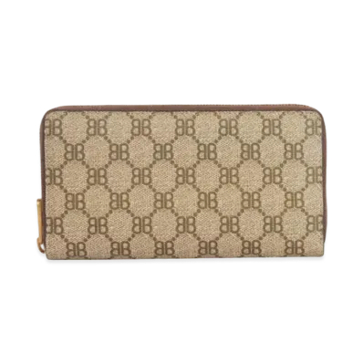 GUCCI x BALENCIAGA The Hacker Continental Zip Wallet Coating Canvas "Beige"