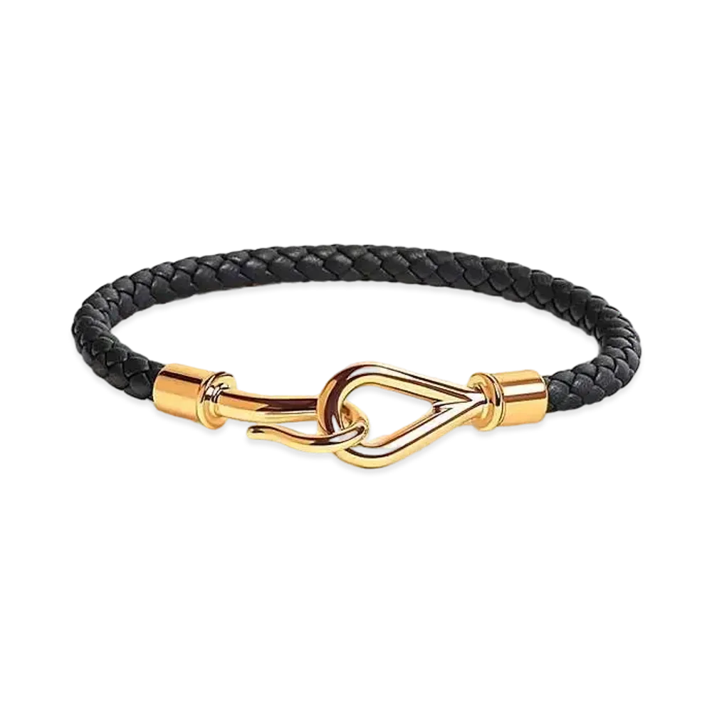 Hermes Jumbo H Bracelet "Noir/Gold"