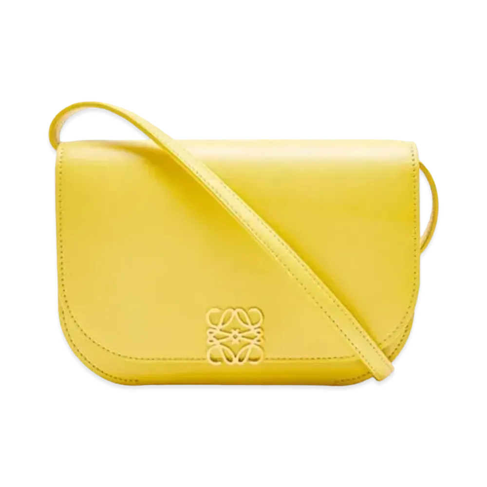 LOEWE Goya Accordion Clutch In Silk Calfskin "Yellow"