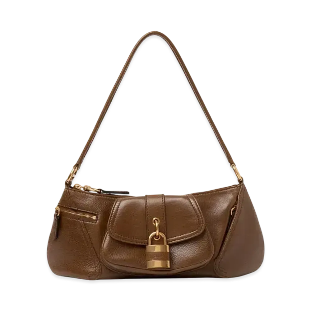 Chloe The 99 Shoulder Bag In Grained Leather "Dark Khaki"