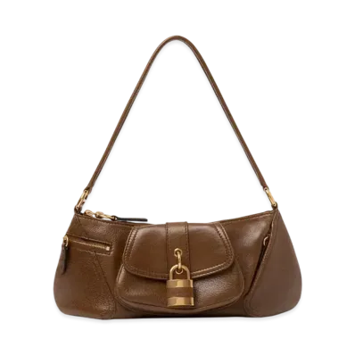 Chloe The 99 Shoulder Bag In Grained Leather "Dark Khaki"