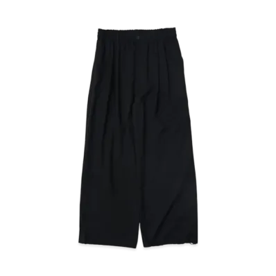 YOKE Wool Washer Tropical 2Tuck Easy Wide Trousers "Black"