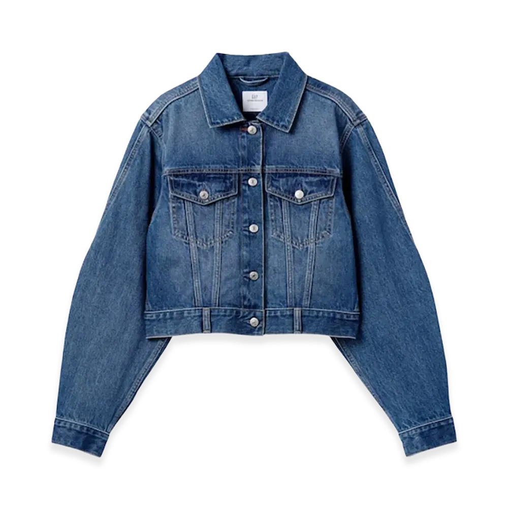 Gap x Victoria Beckham Women's Relax Fit Cropped Denim Jacket "Medium Wash"