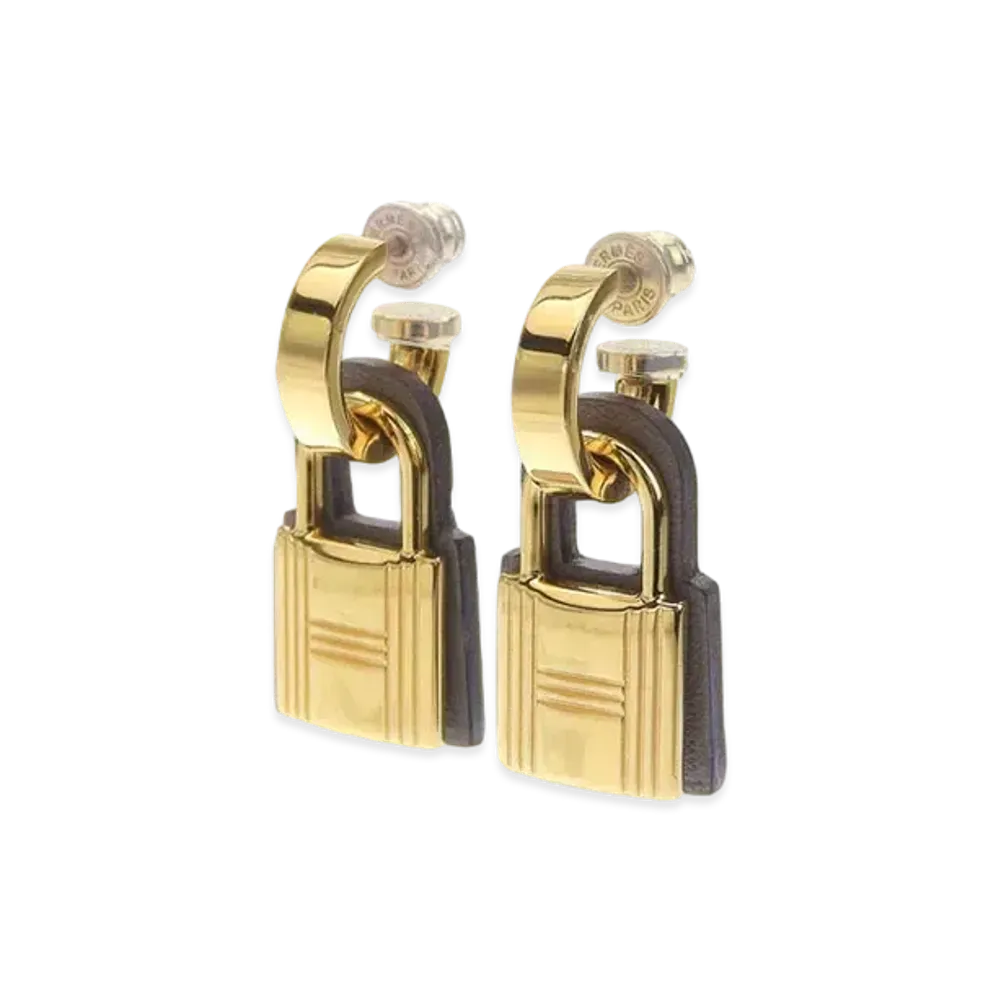 Hermes Hermes O Kelly Earrings Veau Swift "Etoupe/Gold"