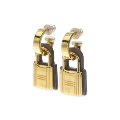 Hermes Hermes O Kelly Earrings Veau Swift "Etoupe/Gold"