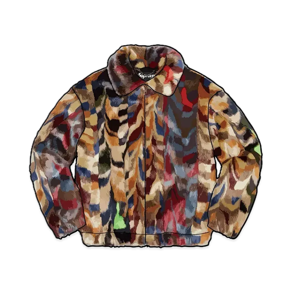Supreme Multicolor Faux Fur Bomber Jacket 