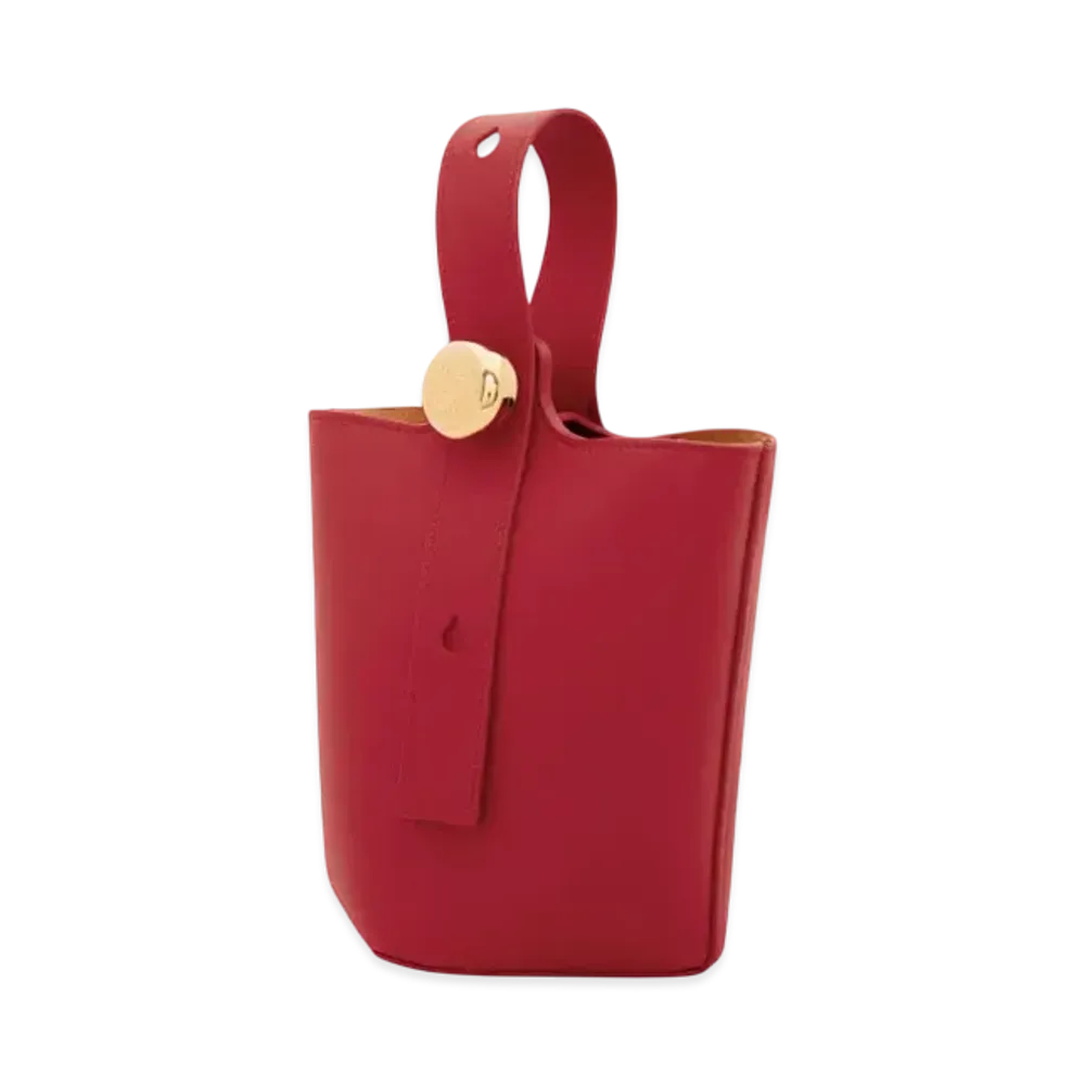 LOEWE Mini Pebble Bucket in Smooth Calfskin "Burnt Red"