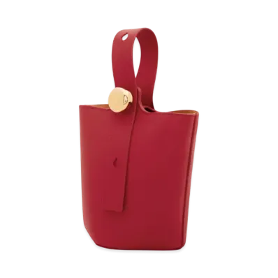 LOEWE Mini Pebble Bucket in Smooth Calfskin "Burnt Red"