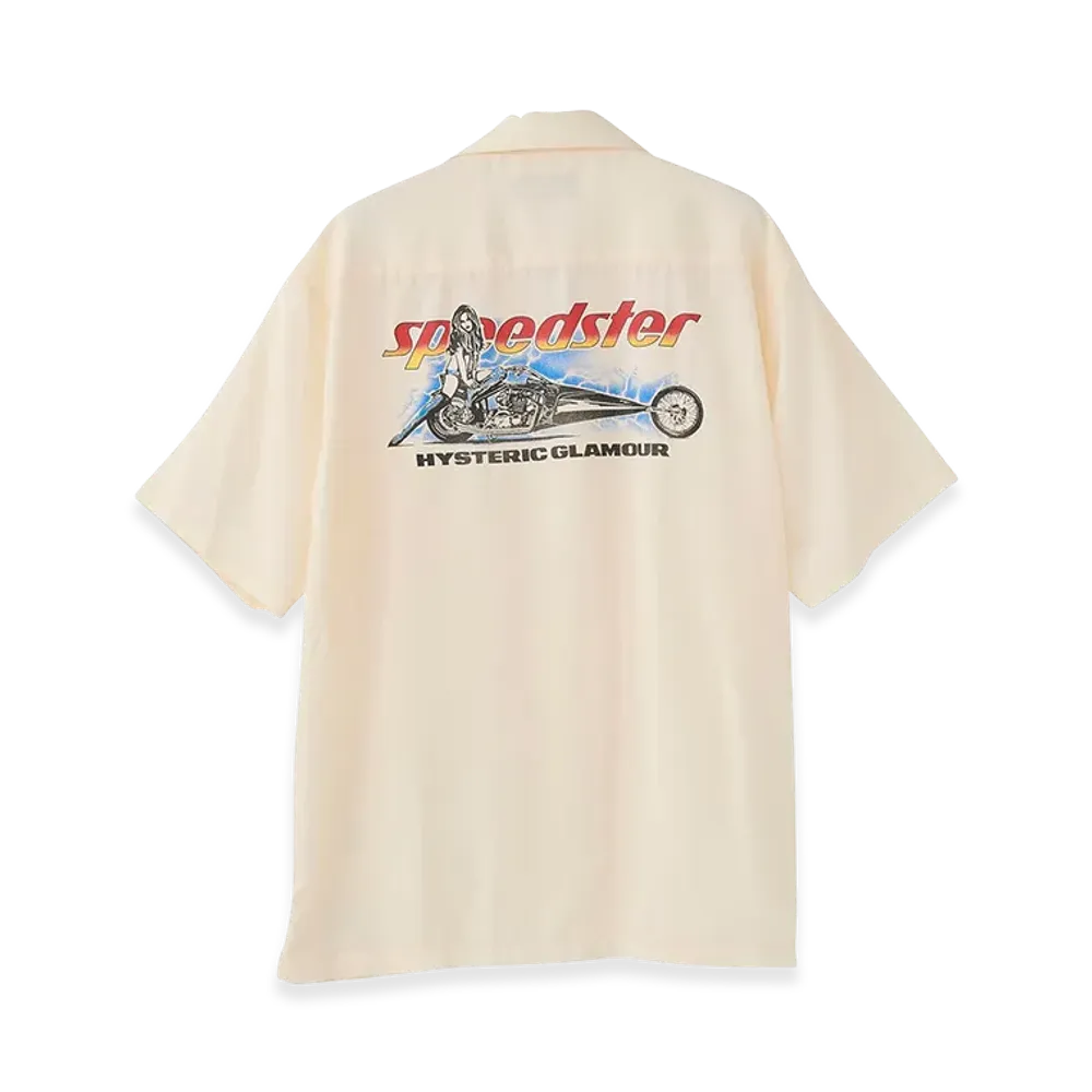 HYSTERIC GLAMOUR Speedster Heavy Metal Open Collar Shirt "White"