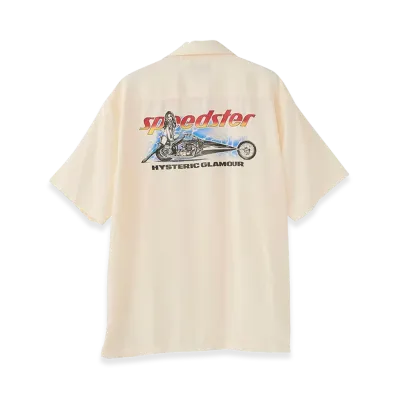 HYSTERIC GLAMOUR Speedster Heavy Metal Open Collar Shirt "White"