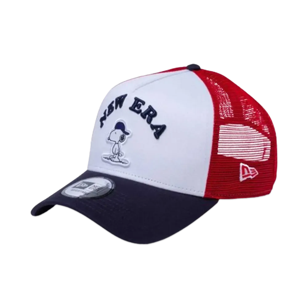 NEW ERA x PEANUTS 9Forty A-Frame Tracker Snoopy White Scarlet Mesh "White/Navy"