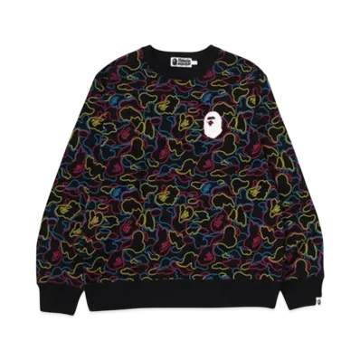 A BATHING APE Neon Camo Crewneck Sweatshirt "Multi"