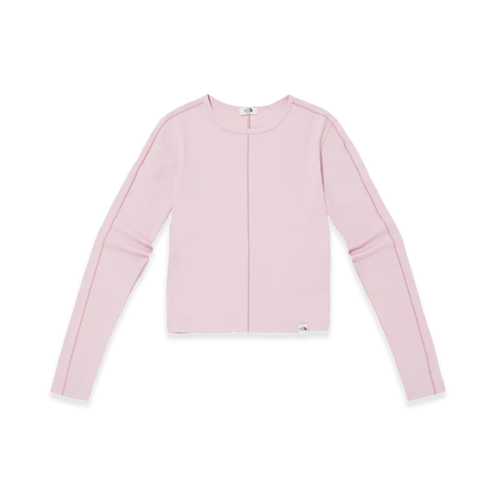 The North Face Veluca Wool Crop L/S Round T-Shirt - 25SS "Pale Pink"