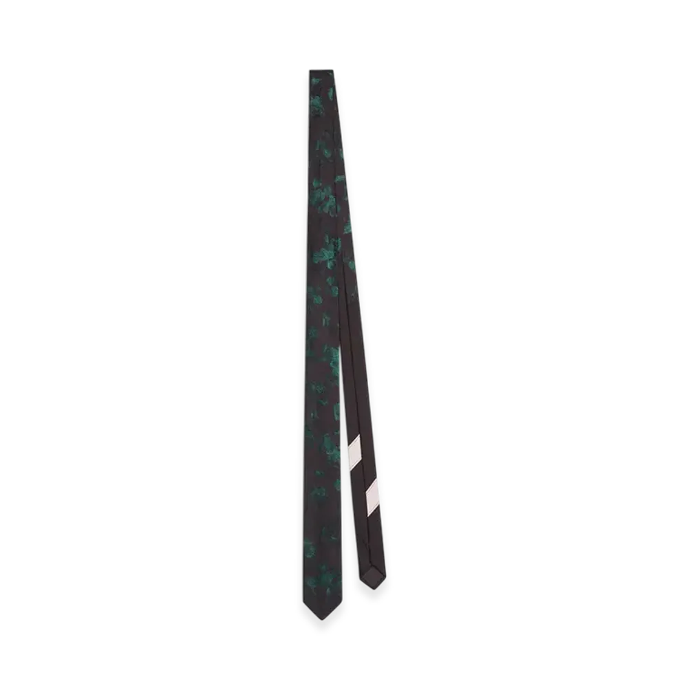 DRIES VAN NOTEN Printed Narrow Silk Tie "Bottle"