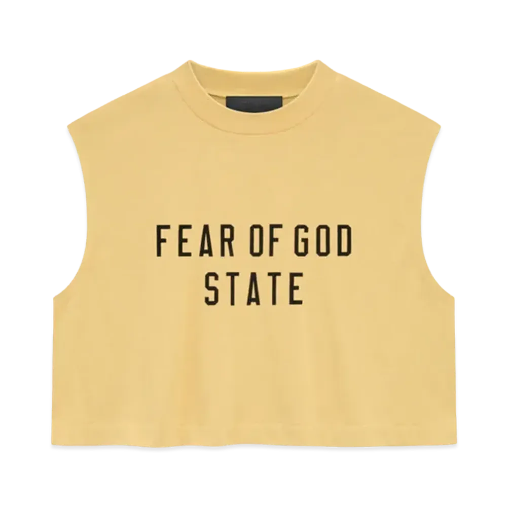 FEAR OF GOD Essentials Womens Tri-Blend Cropped Muscle Tee "Amber"