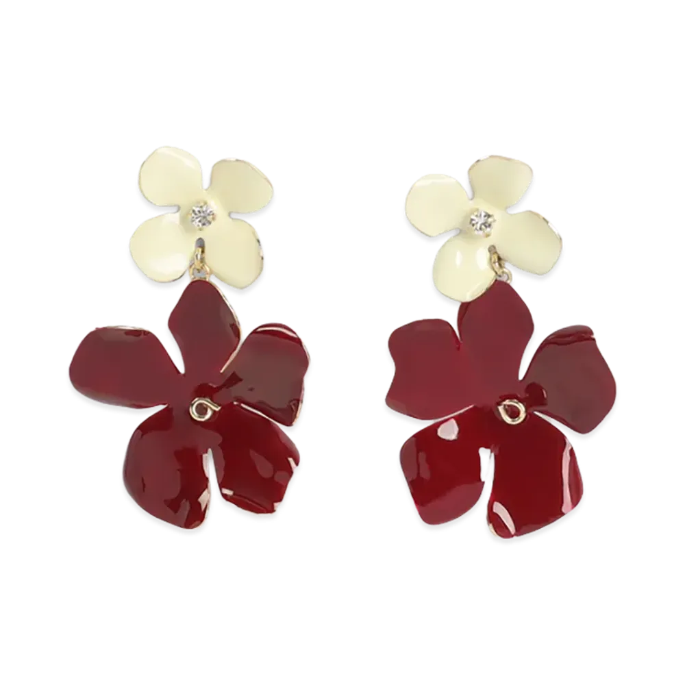 MARNI Women's Flower Earrings "Burgundy"