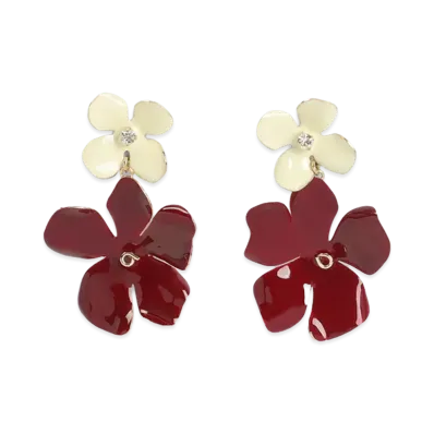 MARNI Women's Flower Earrings "Burgundy"