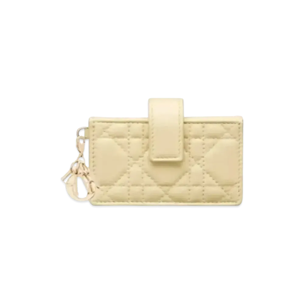 Dior 5 Slot Card Holder "Light Yellow"