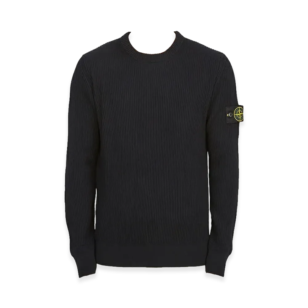 Stone Island Full-Rib Wool Crewneck Knit "Navy"