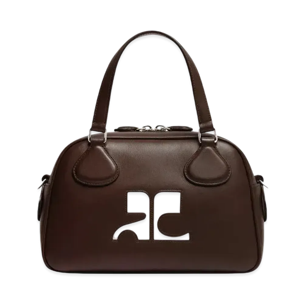 Courreges Reedition Leather Bowling Bag "Chocolate"