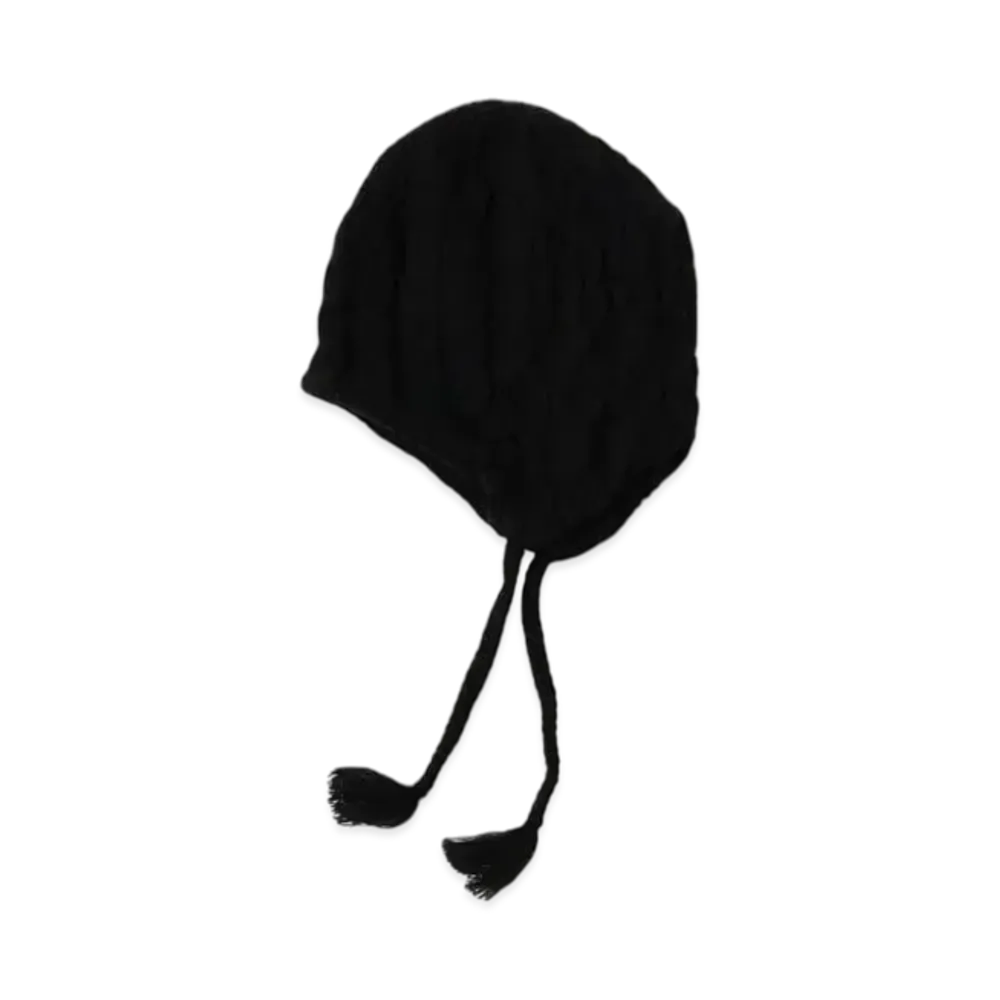 BEAMS Mixed Alan Knit Earflap Watch Cap "Black"
