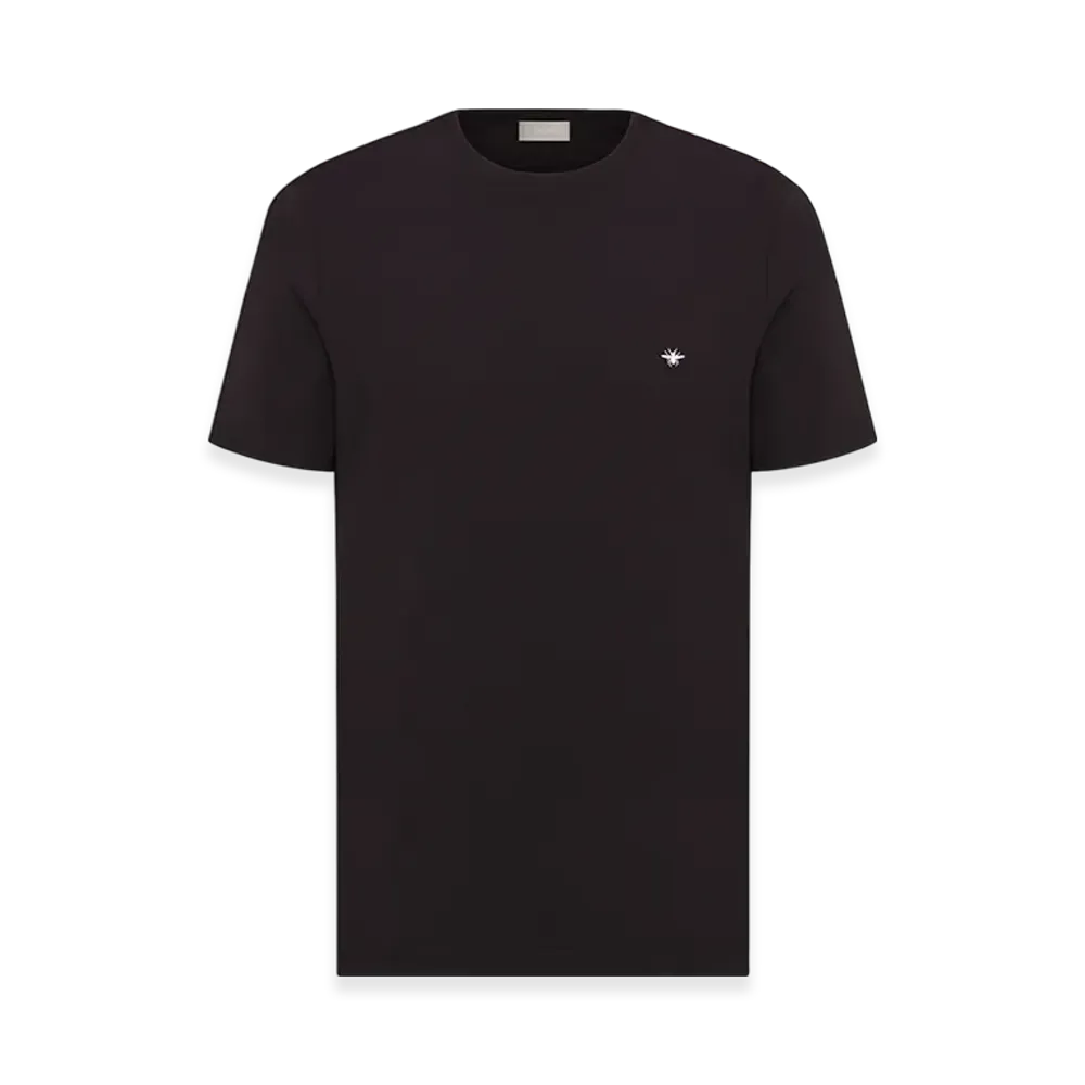 Dior T-Shirt with Bee Embroidery Cotton Jersey "Black"