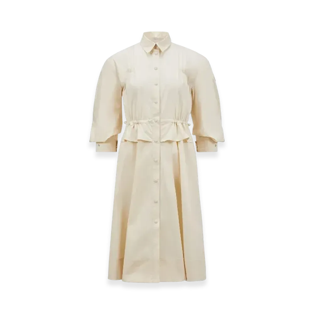 MONCLER Cotton Peplum Shirt Dress "White"