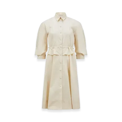 MONCLER Cotton Peplum Shirt Dress "White"