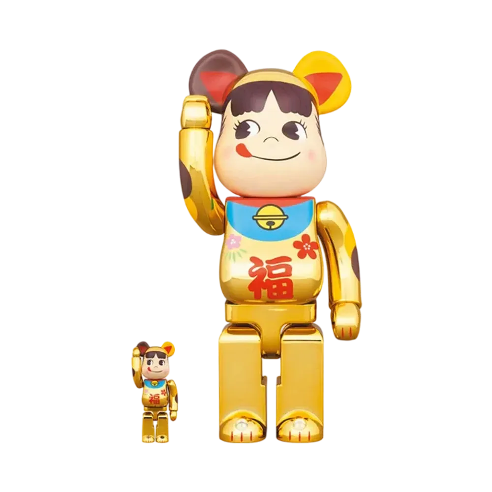 Bearbrick Maneki Neko Peko-chan Fortune gold plating 100% & 400%