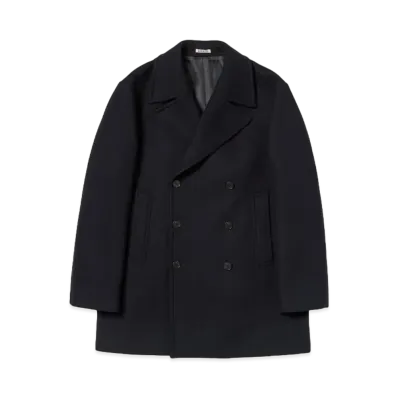 AURALEE Sponge Wool Melton P-Coat "Dark Navy"