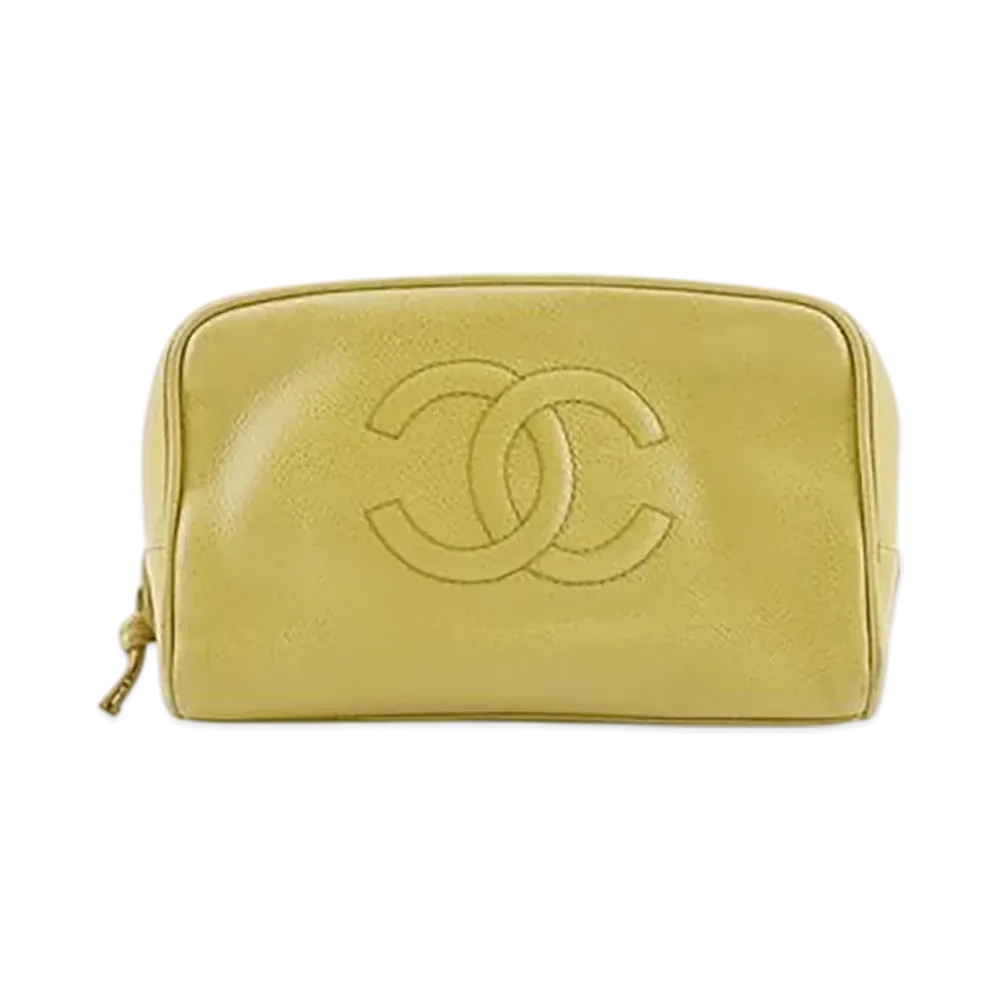 CHANEL Coco Mark Pouch Caviar Skin "Yellow"