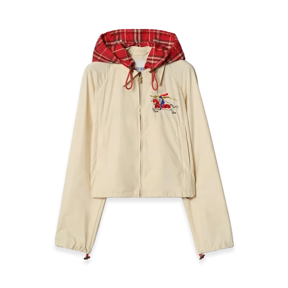Burberry Women's Cropped Newcott Hooded Jacket "Tundra Beige"