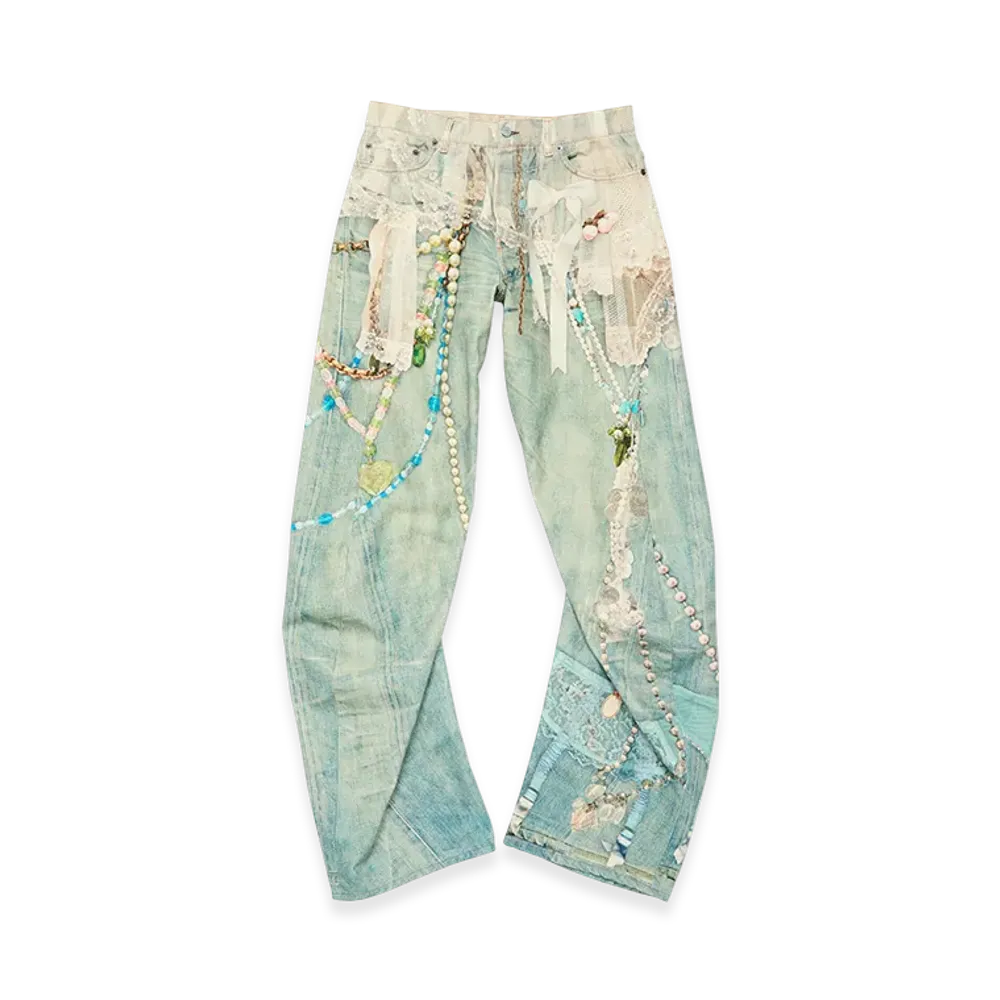 Acne Studios Relaxed Fit Jeans - 2006 "White/Green"